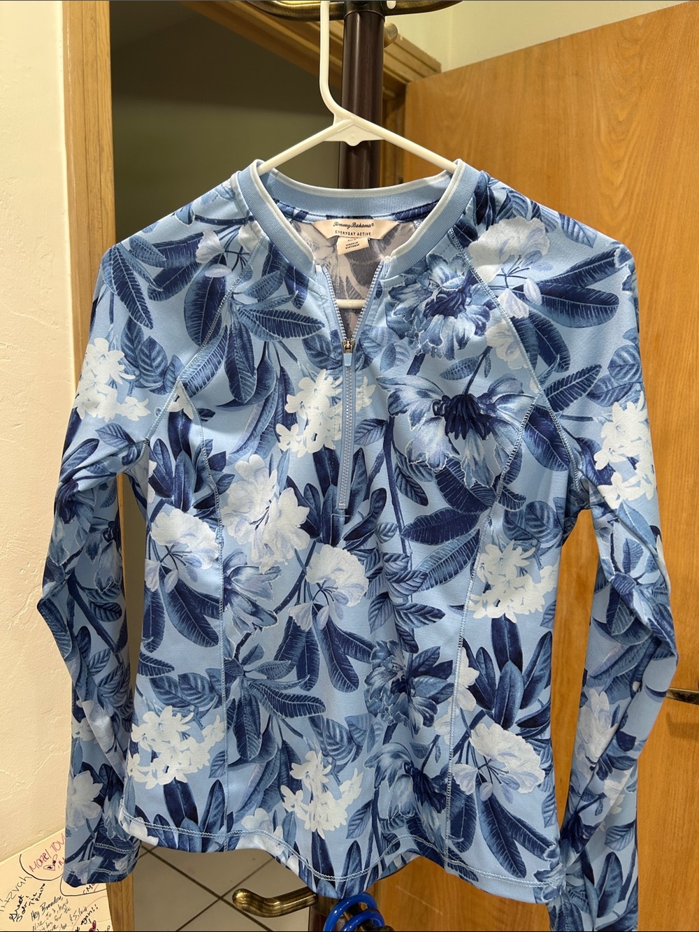 Tommy Bahama Light Blue Floral Zip Pullover